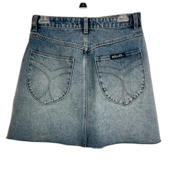 Rolla’s High Waist Distressed Hem Denim Mini Skirt Size 27 New - Picture 2 of 6